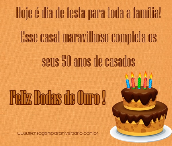 Feliz 50 anos de casados!