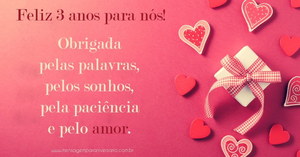 Aniversário de 3 Anos de Namoro - Mensagem de Aniversário